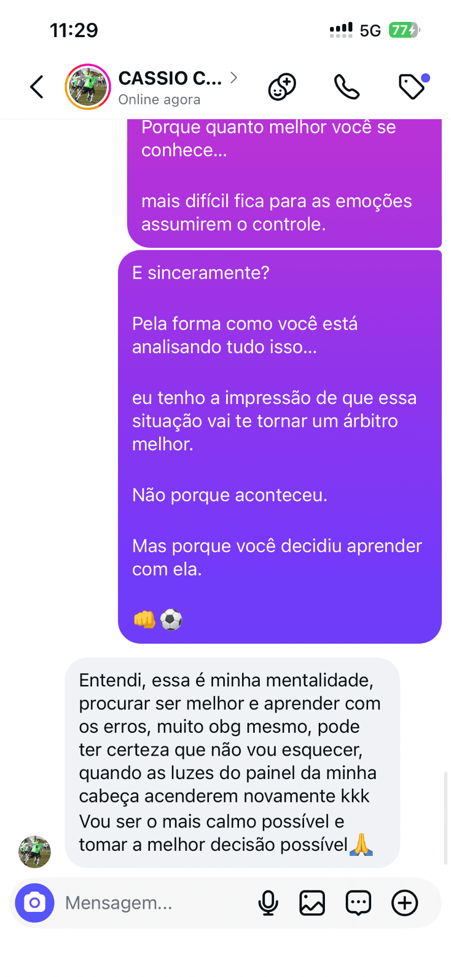 Relato real de participante do treinamento