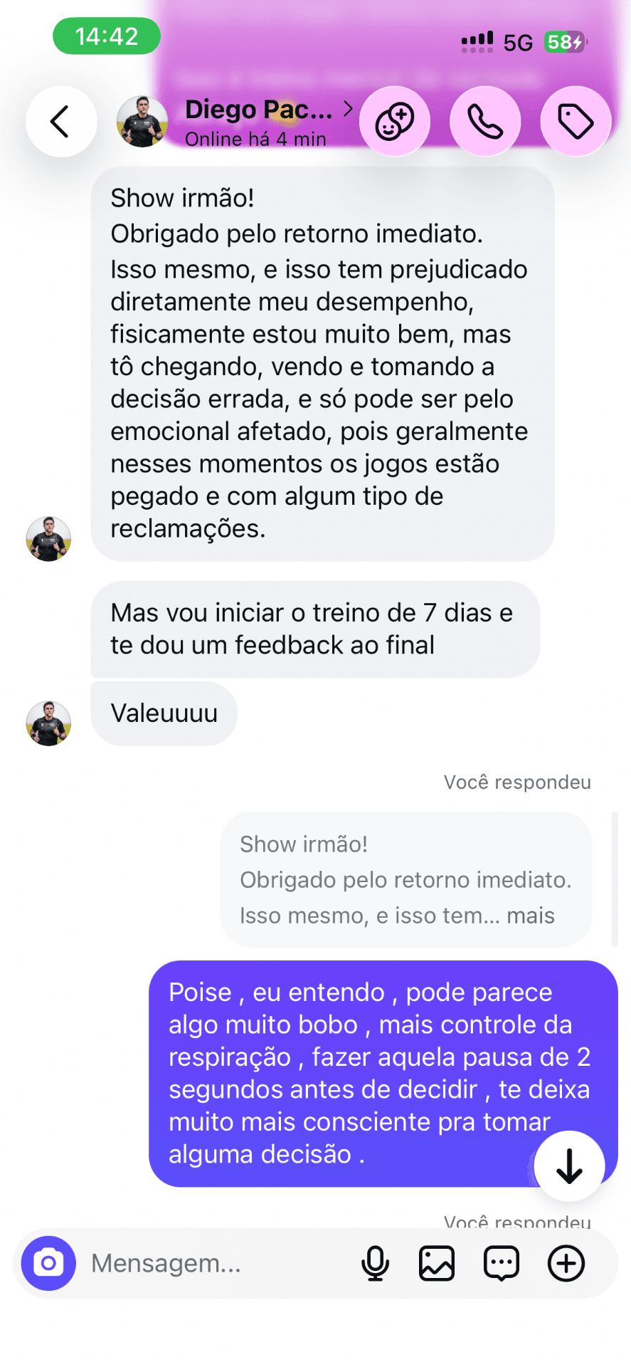 Relato real de participante do treinamento