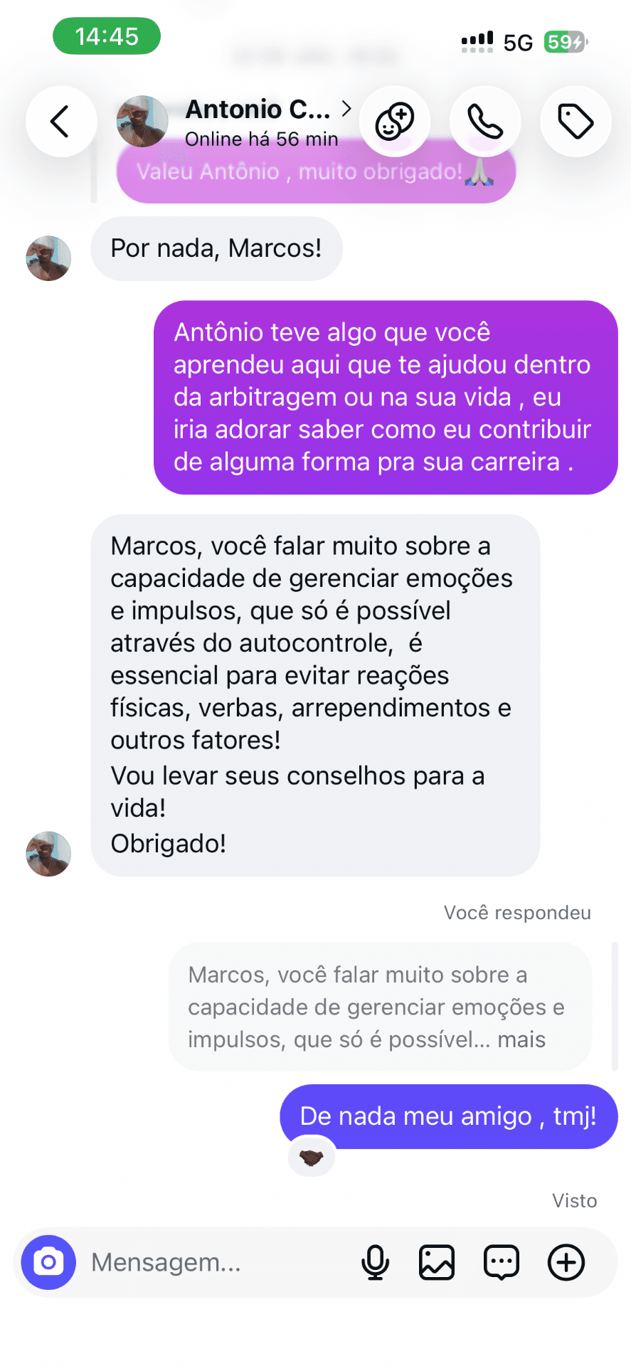 Relato real de participante do treinamento