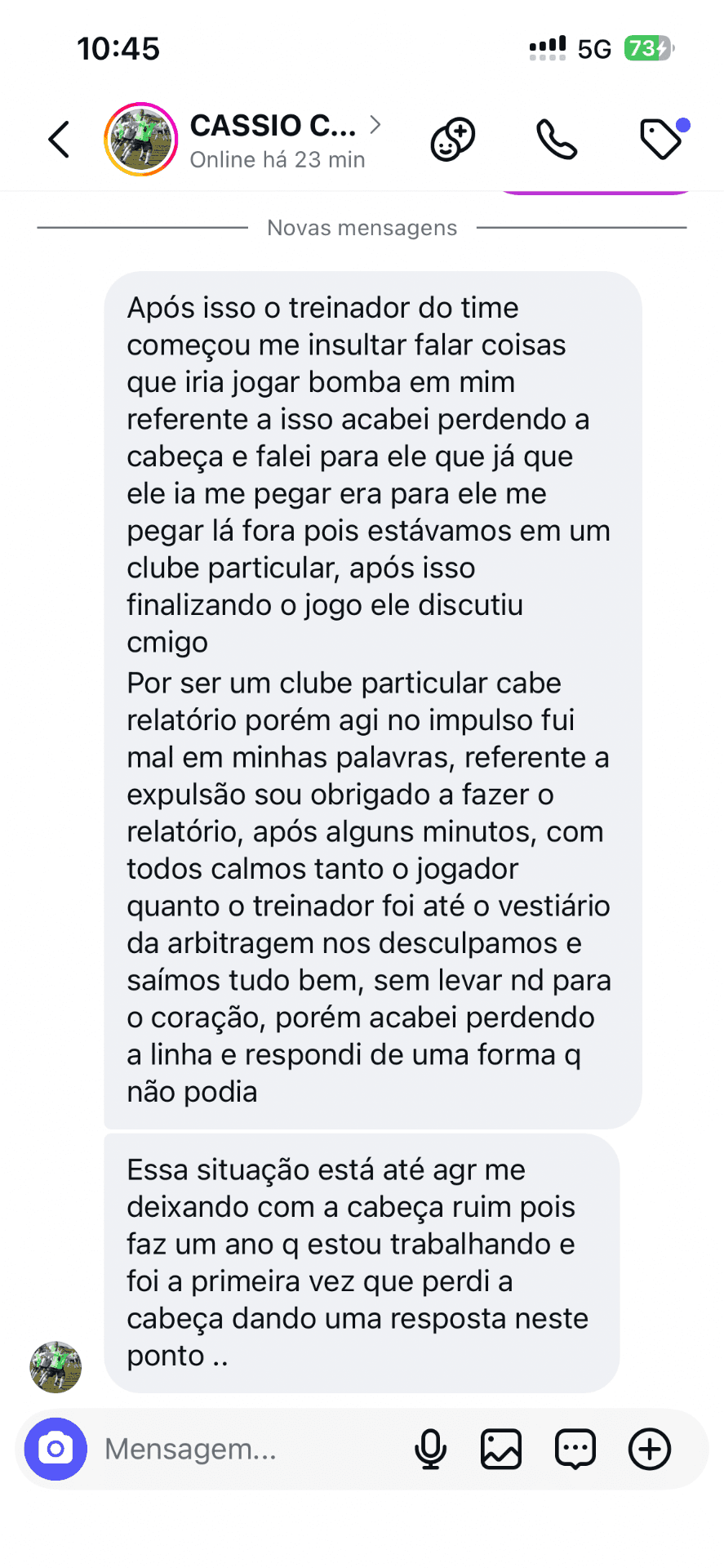 Relato real de participante do treinamento