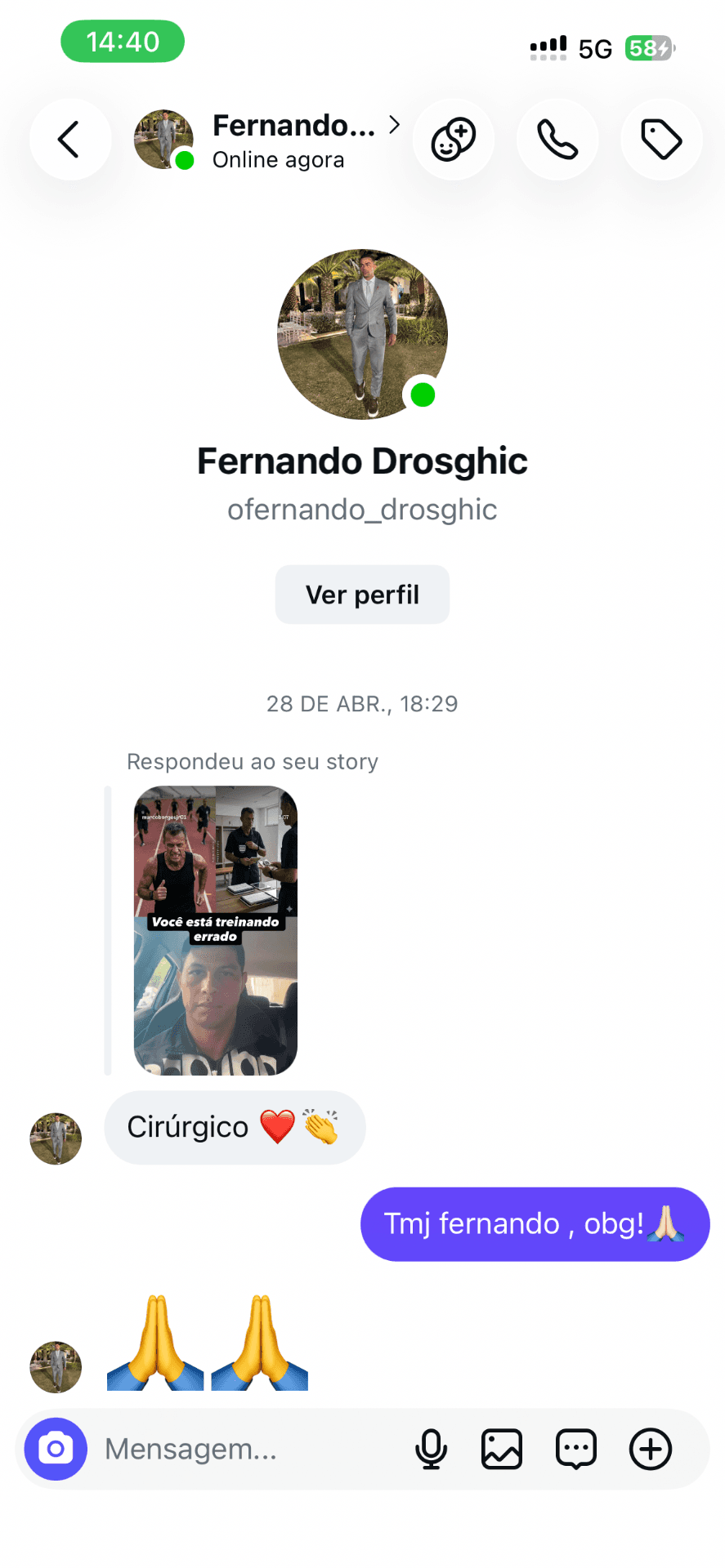Relato real de participante do treinamento